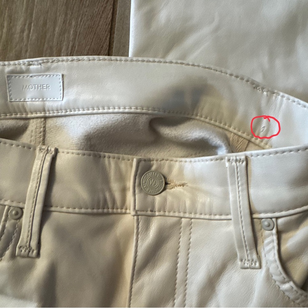 MOTHER Faux Leather The Super Swooner Wax On, Wax Off Egret Beige 27 - Picture 8 of 8
